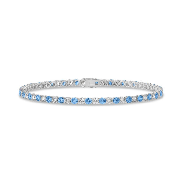Search all PLP - 3.50 Karat Tennisarmband aus Weißgold mit blauen und weißen Labordiamanten