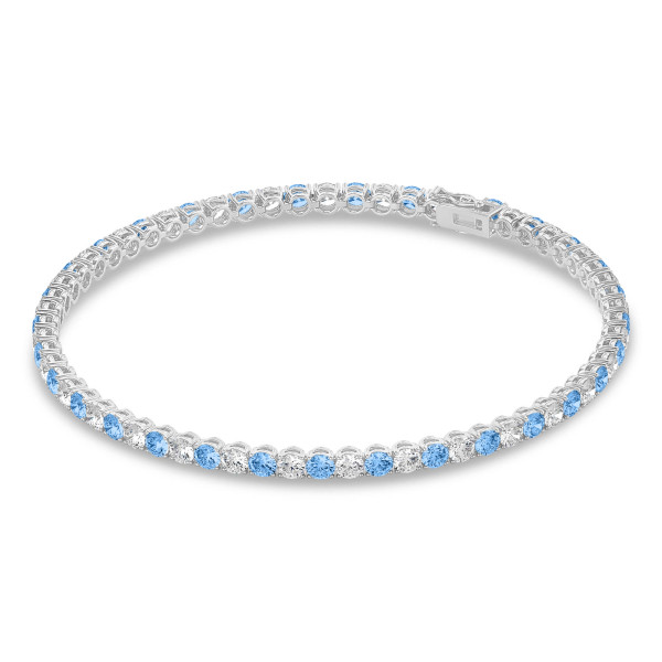 Search all PLP - 3.50 Karat Tennisarmband aus Weißgold mit blauen und weißen Labordiamanten