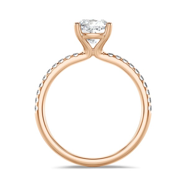 Search all PLP - 1.50 Karat Solitärring mit laborgezüchtetem Diamant im Kissenschliff aus Rotgold mit kleinen Labordiamanten