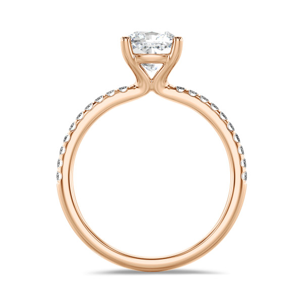 Ringe - 2.00 Karat Solitärring mit laborgezüchtetem Diamant im Kissenschliff aus Rotgold mit kleinen Labordiamanten
