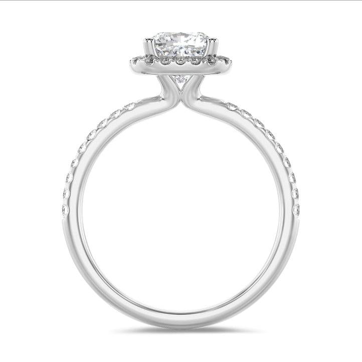 3.00 Karat Halo Solitärring mit laborgezüchtetem Diamant im Kissenschliff aus Weißgold mit runden laborgezüchteten Diamanten