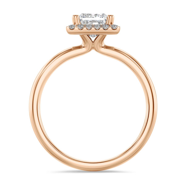 Ringe - 2.00 Karat Halo Solitärring mit laborgezüchtetem Prinzessdiamant aus Rotgold mit runden Labordiamanten