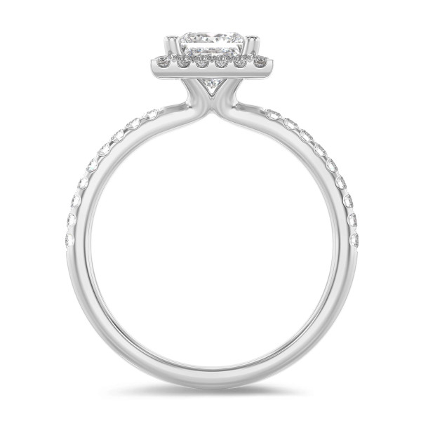 Verlobungsringe - 1.50 Karat Halo Solitärring mit laborgezüchtetem Prinzessdiamant aus Weißgold mit runden Labordiamanten