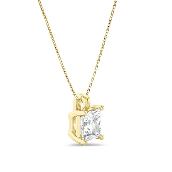 1.00 Karat Solitär Anhänger mit laborgezüchtetem Prinzessdiamant aus Gelbgold