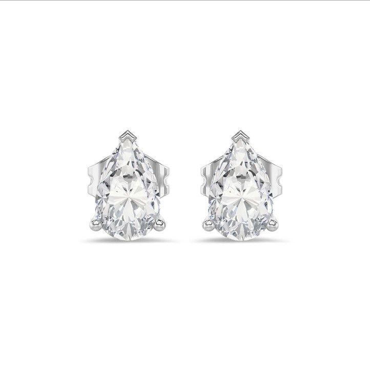 2.00 Karat Solitär Ohrringe aus Weißgold mit laborgezüchtetem Tropfen-Diamanten