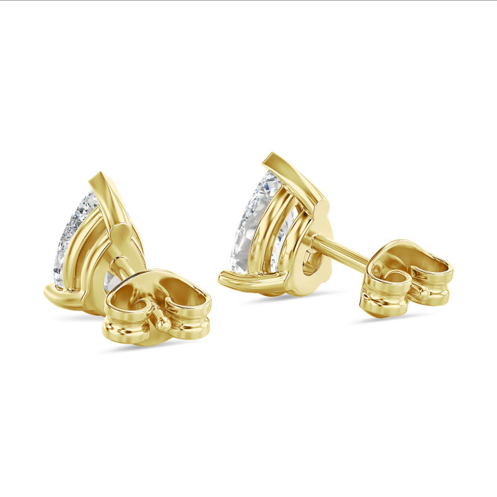 2.00 Karat Solitär Ohrringe aus Gelbgold mit laborgezüchtetem Tropfen-Diamanten