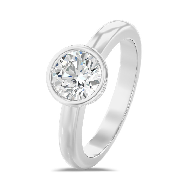 1.50 Karat Solitärring aus Platin mit rundem Labordiamant