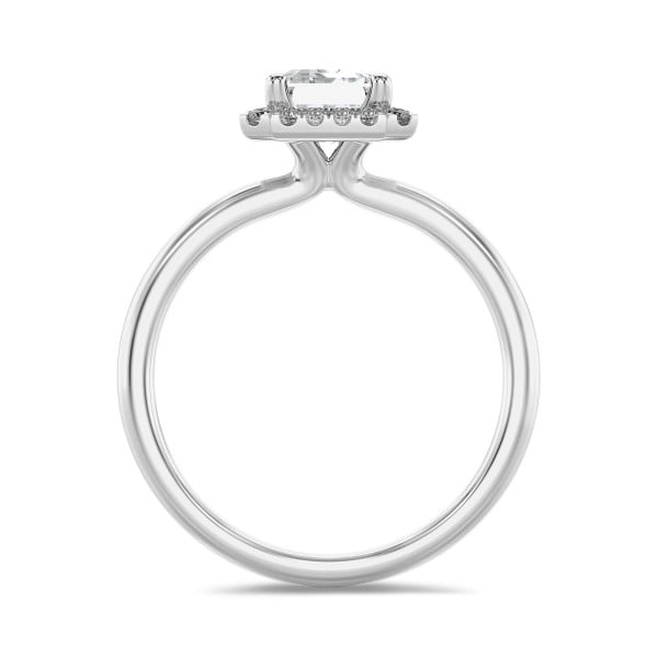 Verlobungsringe - 1.00 Karat Halo Solitärring mit laborgezüchtetem Diamant im Smaragdschliff aus Weißgold mit runden laborgezüchteten Diamanten