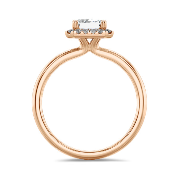 Search all PLP - 1.50 Karat Halo Solitärring mit laborgezüchtetem Diamant im Smaragdschliff aus Rotgold mit runden laborgezüchteten Diamanten