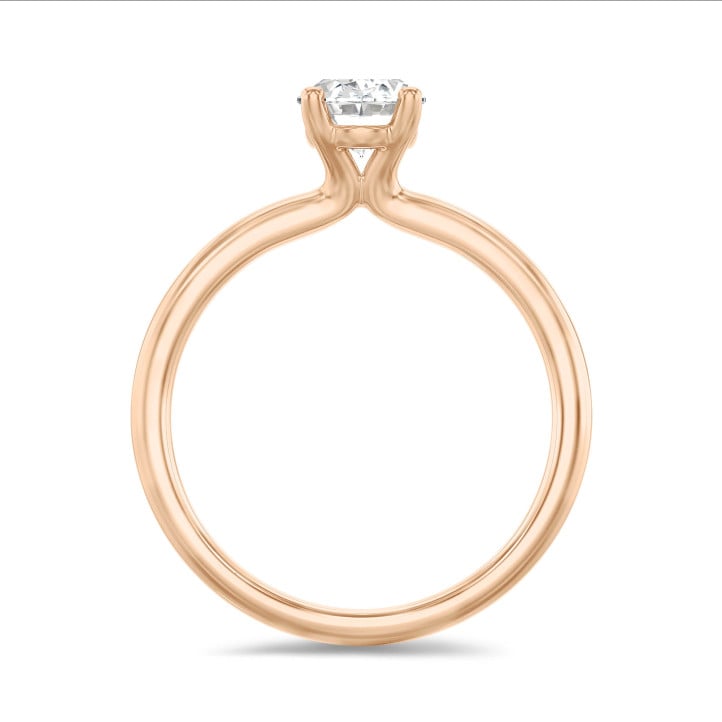 2.00 Karat Solitärring mit ovalem Labordiamant aus Rotgold