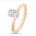 3.00 Karat Solitärring mit ovalem Labordiamant aus Rotgold
