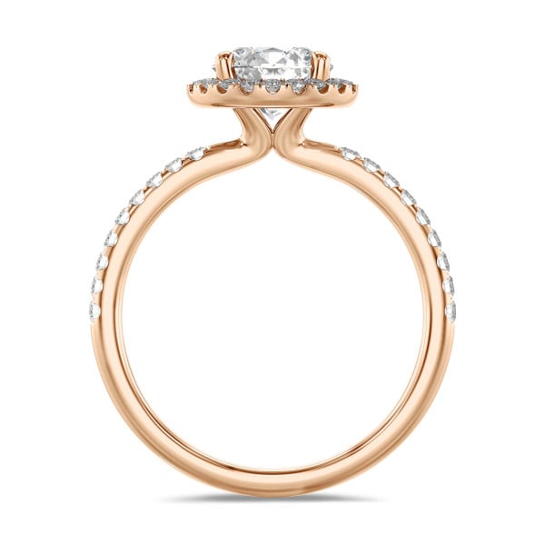 1.00 Karat Halo Solitärring aus Rotgold mit runden Labordiamanten