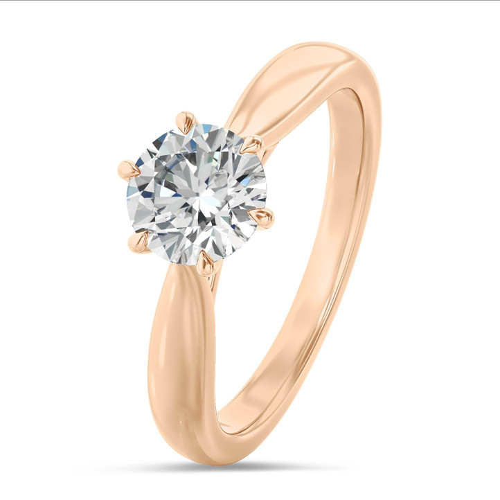 2.50 Karat Solitärring aus Rotgold mit rundem laborgezüchtetem Diamant