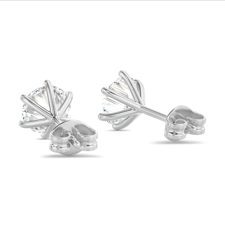 3.00 Karat Solitär Ohrringe in Platin mit runden laborgezüchteten Diamanten