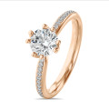1.20 Karat Solitärring aus Rotgold mit rundem Labordiamant und kleinen Labordiamanten