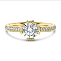 1.20 Karat Solitärring mit Labordiamant aus Gelbgold mit runden Labordiamanten (rundherum besetzt)