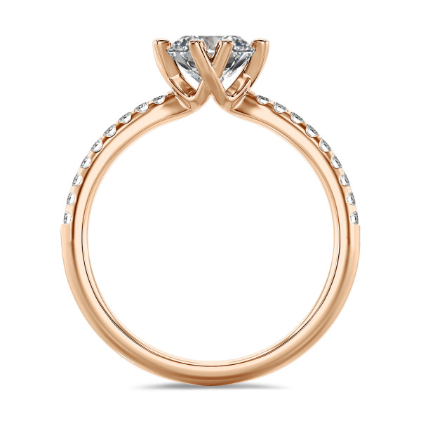 2.00 Karat Solitärring mit Labordiamant aus Rotgold mit kleinen Labordiamanten
