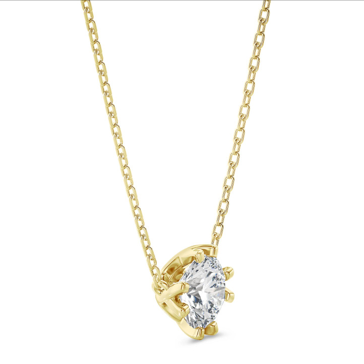 1.00 Karat Solitär Anhänger aus Gelbgold mit rundem laborgezüchtetem Diamant