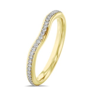 0.41 Karat geschwungener Memoire Ring mit Labordiamanten (rundherum besetzt) aus Gelbgold