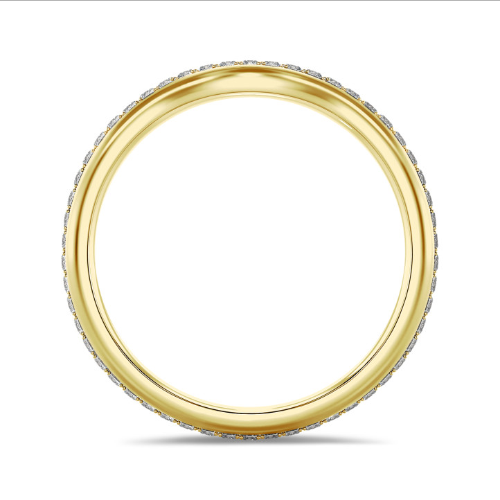 0.41 Karat geschwungener Memoire Ring mit Labordiamanten (rundherum besetzt) aus Gelbgold