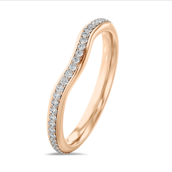 0.41 Karat geschwungener Memoire Ring mit Labordiamanten (rundherum besetzt) aus Rotgold