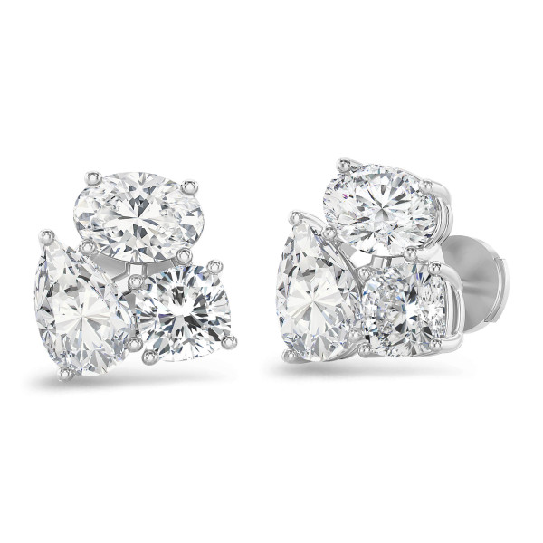 Neuheiten - 6.00 Karat im Labor gezüchtete Diamant Trilogie Ohrringe aus Weißgold