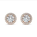 2.00 Karat Labordiamant Halo Ohrringe aus Rotgold