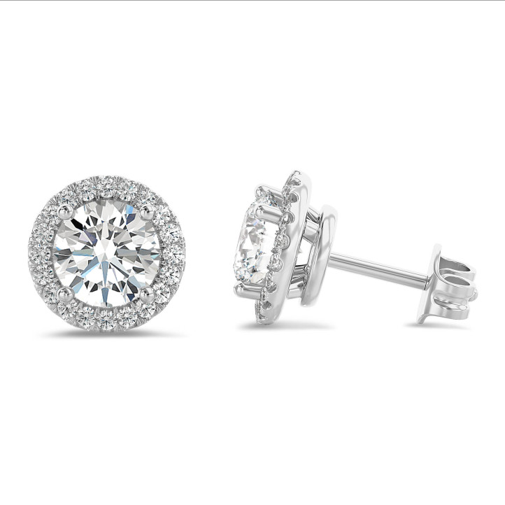 2.00 Karat Labordiamant Halo Ohrringe aus Platin