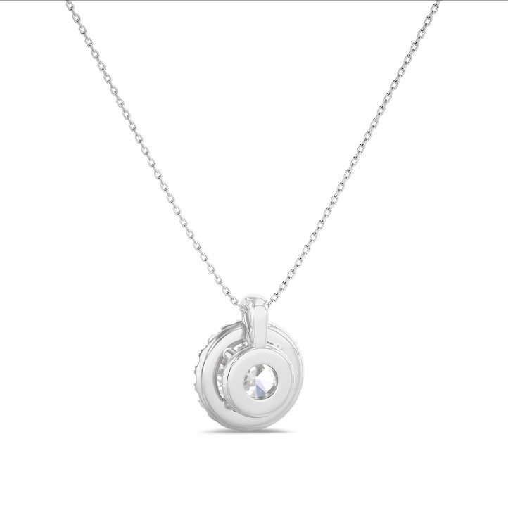 1.00 Karat Labordiamant Halo Halskette aus Platin