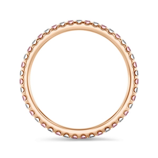 0.55 Karat Memoire Ring (rundherum besetzt) aus Rotgold mit runden rosa und weißen Labordiamanten