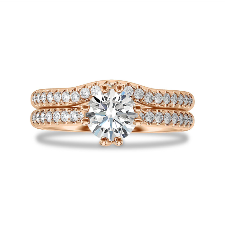 2.50 Karat Solitärring mit Labordiamant aus Rotgold mit kleinen Labordiamanten