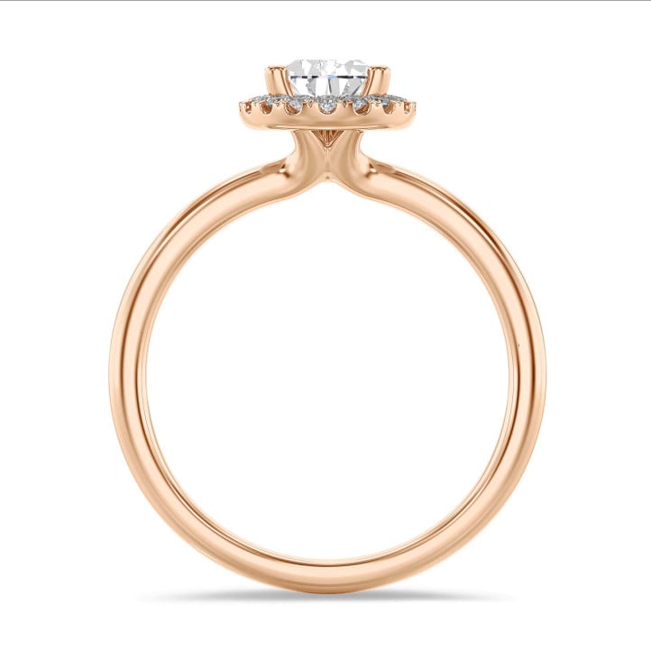 5.00 Karat Halo Solitärring aus Rotgold mit laborgezüchtetem Tropfen-Diamant und runden Labordiamanten