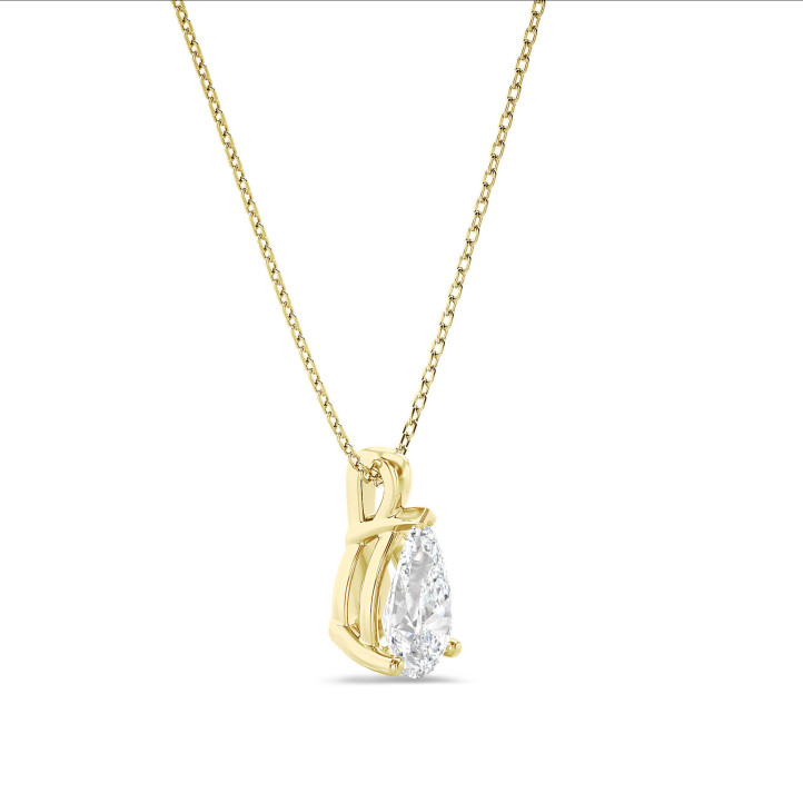 5.00 Karat Solitär Anhänger aus Gelbgold mit laborgezüchtetem Tropfen-Diamant