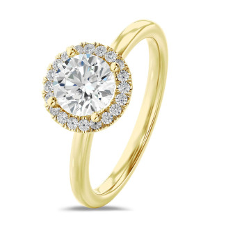 5.00 Karat Halo Solitärring aus Gelbgold mit runden Labordiamanten