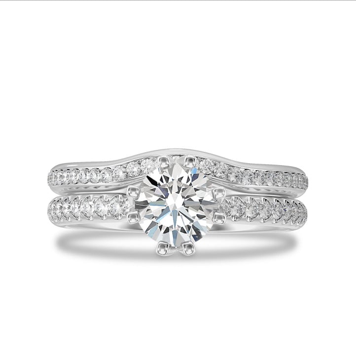 5.00 Karat Solitärring aus Weißgold mit rundem Labordiamant und kleinen Labordiamanten