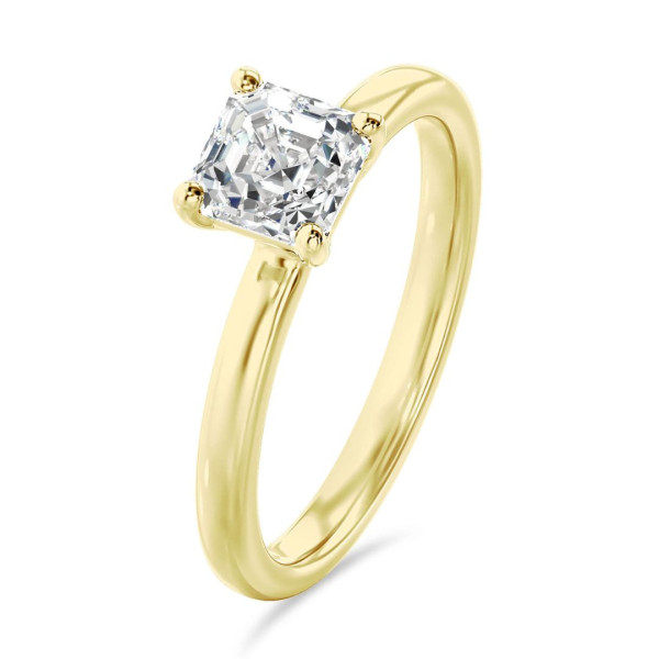 1.00 Karat Solitärring mit asscher geschliffenem Labordiamant aus Gelbgold