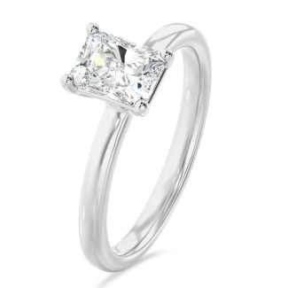 2.50 Karat Solitärring mit laborgezüchtetem Diamant im Radiant-Schliff aus Weißgold