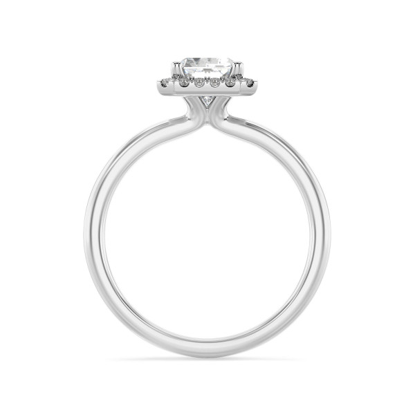 Verlobungsringe - 1.00 Karat Halo Solitärring mit laborgezüchtetem Diamant im Radiant-Schliff aus Weißgold und runden laborgezüchteten Diamanten