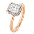 1.50 Karat Halo Solitärring mit laborgezüchtetem Diamant im Radiant-Schliff aus Rotgold und runden laborgezüchteten Diamanten