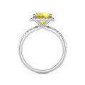 3.00 Karat Halo Solitärring mit gelbem laborgezüchtetem Diamant im Radiant-Schliff aus Weißgold