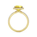 3.00 Karat Halo Solitärring mit gelbem laborgezüchtetem Diamant im Radiant-Schliff aus Gelbgold
