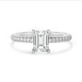 2.50 Karat Solitärring mit laborgezüchtetem Diamant im Smaragdschliff und hidden halo aus Weißgold