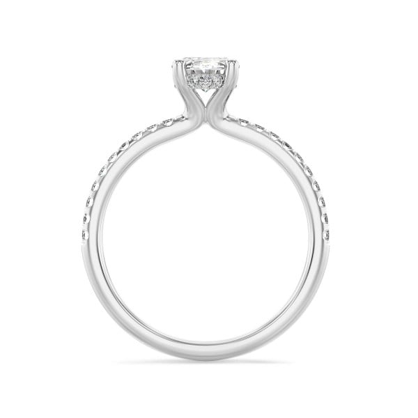 Neuheiten - 2.00 Karat Solitärring mit ovalem Labordiamant und hidden halo aus Weißgold