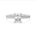1.50 Karat Solitärring mit laborgezüchtetem Diamant im Radiant-Schliff und hidden halo aus Weißgold