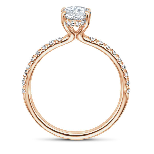 3.00 Karat Solitärring aus Rotgold mit laborgezüchtetem Marquise-Diamant und hidden halo