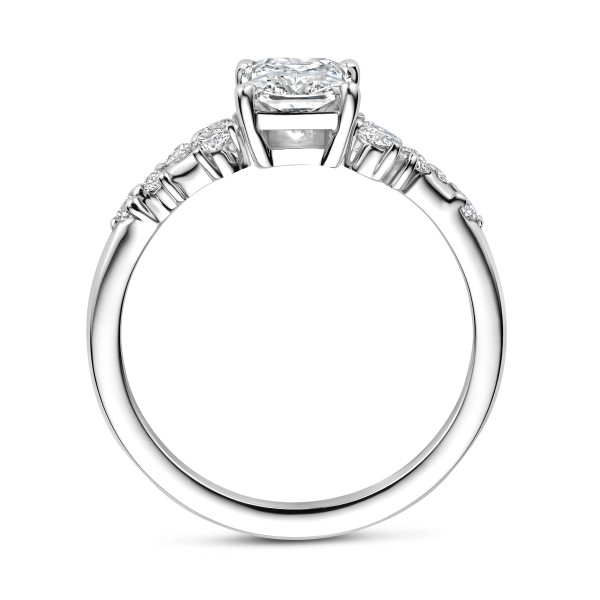 Verlobungsringe - 1.00 Kt Solitär-Cluster-Ring aus Weißgold mit Diamant im Radiantschliff