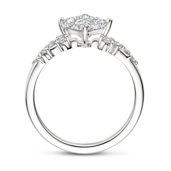 Verlobungsringe - 1.00 Kt Solitär-Cluster-Ring aus Weißgold mit Diamant im Prinzessschliff