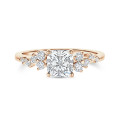1.50 Kt Solitär-Cluster-Ring aus Rotgold mit Diamant im Kissenschliff