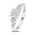 2.00 Kt Solitär-Cluster-Ring aus Weißgold mit Diamant im Kissenschliff