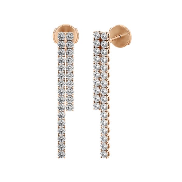 Straight earrings with 3.90 carat lab grown diamonds in red gold